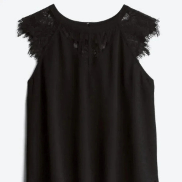 STICHFIX 41 HAWTHORN Jarred Lace Detail Cap-Sleeve Blouse  XLP | Black - Picture 1 of 9